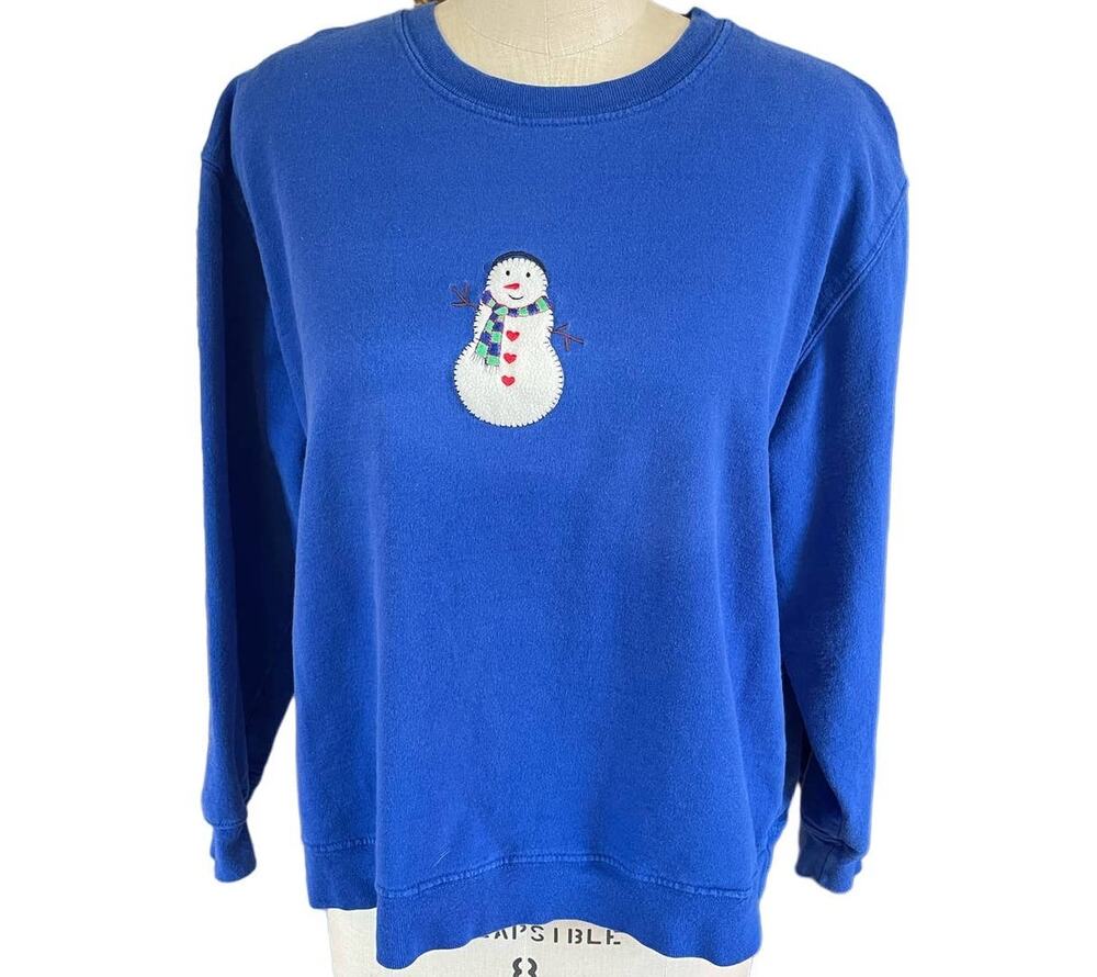 Hot Cotton Snowman Long Sleeve Holiday Top Large